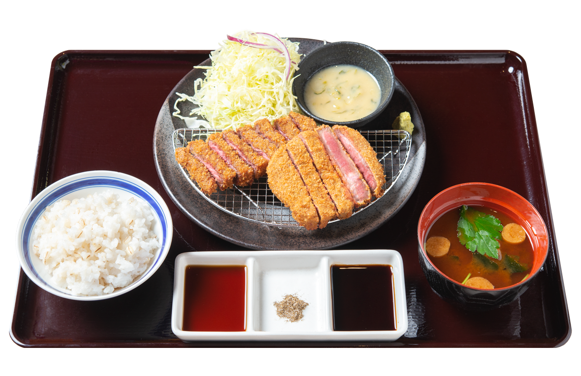 牛ロースカツ、牛タンカツねぎ味噌膳